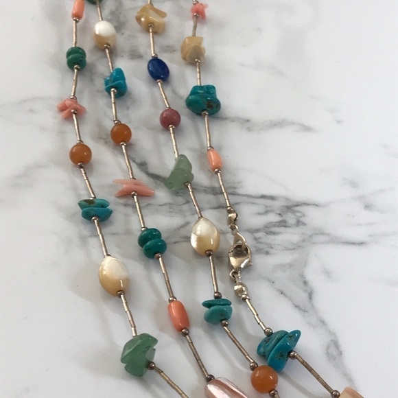 Fabulous 925 Liquid Silver Multi Gemstone Necklace - Picture 10 of 12